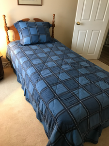 Twin bed set, headboard, mattress set, reversible comforter